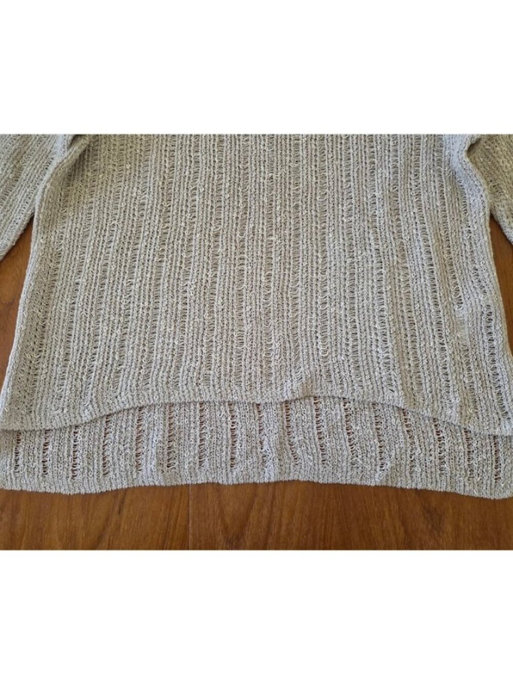 Eileen Fisher Organic Melange Linen Grain Pullover Open Knit Tan L - Picture 4 of 12